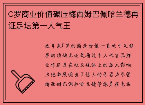 C罗商业价值碾压梅西姆巴佩哈兰德再证足坛第一人气王